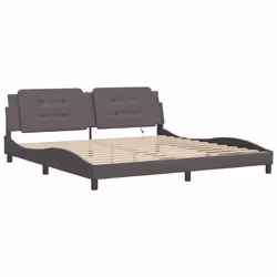 vidaXL Bed Frame with LED Lights Home Bed Base Black 200x200 cm Faux Leather - grey, 200 x 200 cm