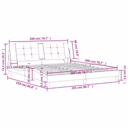vidaXL Bed Frame with LED Lights Home Bed Base Black 200x200 cm Faux Leather - grey, 200 x 200 cm