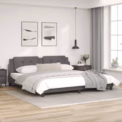 vidaXL Bed Frame with LED Lights Home Bed Base Black 200x200 cm Faux Leather - grey, 200 x 200 cm - Additional view 4