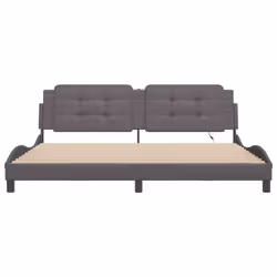 vidaXL Bed Frame with LED Lights Home Bed Base Black 200x200 cm Faux Leather - grey, 200 x 200 cm - Additional view 5