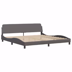 vidaXL Bed Frame with LED Lights Home Bed Base Black 200x200 cm Faux Leather - grey, 200 x 200 cm - Additional view 6