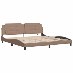 vidaXL Bed Frame with LED Lights Home Bed Base Black 200x200 cm Faux Leather - cappuccino, 200 x 200 cm