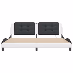 vidaXL Bed Frame with LED Lights Home Bed Base Black 200x200 cm Faux Leather - white and black, 200 x 200 cm - Additional view 5