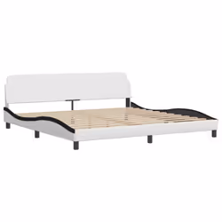 vidaXL Bed Frame with LED Lights Home Bed Base Black 200x200 cm Faux Leather - white and black, 200 x 200 cm - Additional view 6