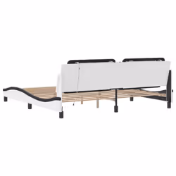 vidaXL Bed Frame with LED Lights Home Bed Base Black 200x200 cm Faux Leather - white and black, 200 x 200 cm - Additional view 8