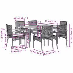 vidaXL Garden Dining Set 7 Piece with Cushions Outdoor Chair Black Poly Rattan - Additional view 8