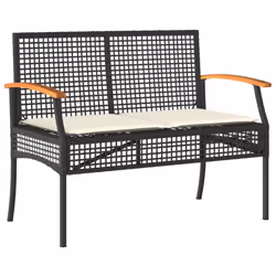 vidaXL Garden Dining Set 4 Piece with Cushions Outdoor Chair Black Poly Rattan