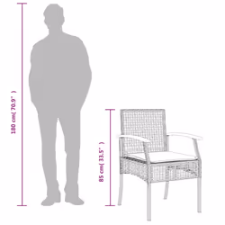 vidaXL Garden Dining Set 5 Piece with Cushions Outdoor Chair Grey Poly Rattan - Additional view 6