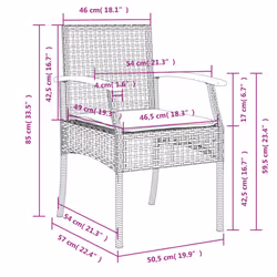 vidaXL Garden Dining Set 7 Piece with Cushions Outdoor Chair Grey Poly Rattan - Additional view 8