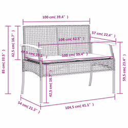 vidaXL Garden Dining Set 4 Piece with Cushions Outdoor Chair Grey Poly Rattan - Additional view 10