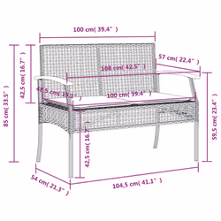 vidaXL Garden Dining Set 5 Piece with Cushions Outdoor Chair Grey Poly Rattan - Additional view 9