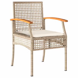 vidaXL Garden Dining Set 5 Piece with Cushions Outdoor Chair Beige Poly Rattan - Additional view 4