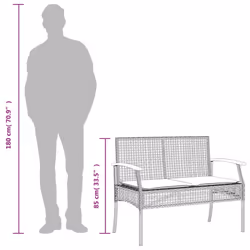 vidaXL Garden Dining Set with Cushions Outdoor Chair Bench Beige Poly Rattan - 4 piece - Additional view 5