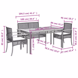 vidaXL Garden Dining Set 4 Piece with Cushions Outdoor Chair Beige Poly Rattan
