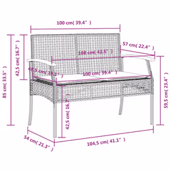 vidaXL Garden Dining Set 4 Piece with Cushions Outdoor Chair Beige Poly Rattan - Additional view 7