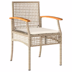vidaXL Garden Dining Set 5 Piece with Cushions Outdoor Chair Beige Poly Rattan