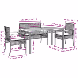 vidaXL Garden Dining Set 5 Piece with Cushions Outdoor Chair Beige Poly Rattan