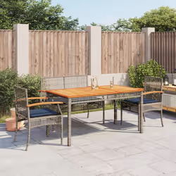 vidaXL 4 Piece Patio Dining Set with Cushions Gray Poly Rattan