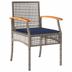 vidaXL 4 Piece Patio Dining Set with Cushions Gray Poly Rattan