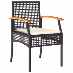 vidaXL Garden Dining Set 3 Piece with Cushions Outdoor Chair Black Poly Rattan - Additional view 2