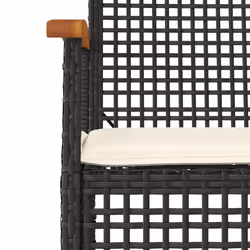 vidaXL Garden Dining Set 7 Piece with Cushions Outdoor Chair Black Poly Rattan - Additional view 4