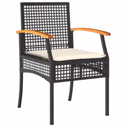 vidaXL Garden Dining Set 9 Piece with Cushions Outdoor Chair Black Poly Rattan