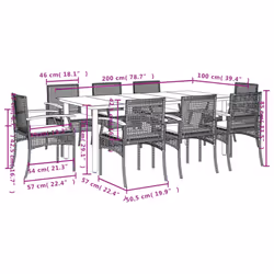 vidaXL Garden Dining Set 9 Piece with Cushions Outdoor Chair Black Poly Rattan - Additional view 6