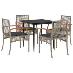 vidaXL Garden Dining Set 5 Piece with Cushions Outdoor Chair Grey Poly Rattan