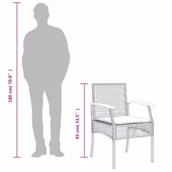vidaXL Garden Dining Set 5 Piece with Cushions Outdoor Chair Beige Poly Rattan - Additional view 9