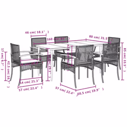 vidaXL Garden Dining Set 7 Piece with Cushions Outdoor Chair Beige Poly Rattan - Additional view 6