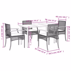 vidaXL Garden Dining Set 5 Piece with Cushions Outdoor Chair Beige Poly Rattan - Additional view 6