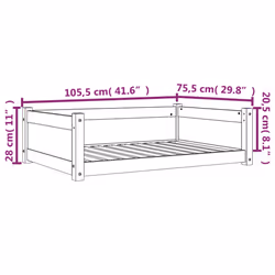 vidaXL Dog Bed Pet Sofa Cat Puppy Dog Couch Dog Sofa Pet Bed Solid Wood Pine - 105.5 x 75.5 x 28 cm