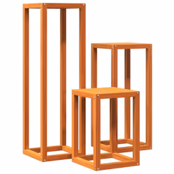vidaXL Plant Stands Plant Pot Flower Stand 3 pcs Wax Brown Solid Wood Pine
