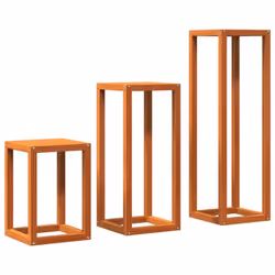 vidaXL Plant Stands Plant Pot Flower Stand 3 pcs Wax Brown Solid Wood Pine - Additional view 6