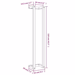 vidaXL Solid Wood Pine Towel Rack Wall-mounted Towel Hanger Holder Rack Shelf - 23 x 18 x 110 cm