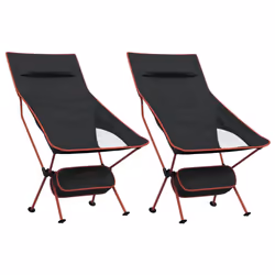 vidaXL Foldable Camping Chairs Camp Chair 2 pcs Oxford Fabric and Aluminium - black and red
