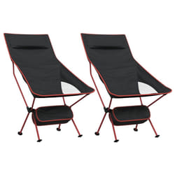 vidaXL Foldable Camping Chairs Camp Chair 2 pcs Oxford Fabric and Aluminium - black and red