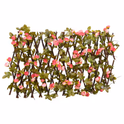 vidaXLÂ Artificial Ivy Trellis Expandable Privacy Screen Dark Pink 180x20 cm