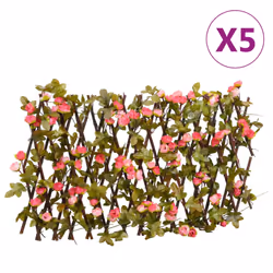 vidaXLÂ Artificial Ivy Trellis Expandable Screen 5 pcs Dark Pink 180x20 cm