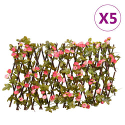 vidaXLÂ Artificial Ivy Trellis Expandable Screen 5 pcs Dark Pink 180x20 cm
