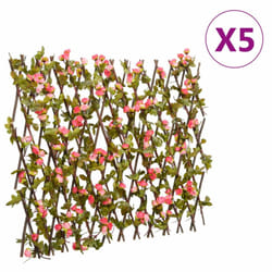 vidaXLÂ Artificial Ivy Trellis Expandable Screen 5 pcs Dark Pink 180x60 cm