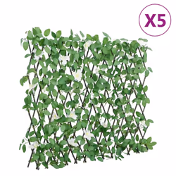 vidaXL Artificial Ivy Trellis Expandable Privacy Screen Green 5 pcs 186x30 cm