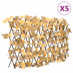 vidaXL Artificial Maple Leaf Trellis Expandable Screen Orange 5 pcs 180x60 cm