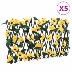 vidaXLÂ Artificial Ivy Trellis Expandable Privacy Screen 5 pcs Yellow 180x20 cm