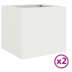 vidaXL Planter Raised Garden Bed Plant Pot Flower Pot Grey Weathering Steel - white, 32 x 30 x 29 cm/ 2 pcs