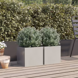 vidaXL Planter Raised Garden Bed Plant Pot Flower Pot Grey Weathering Steel - silver, 32 x 30 x 29 cm/ 2 pcs