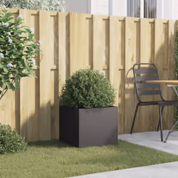 vidaXL Planter Raised Garden Bed Plant Pot Flower Pot Grey Weathering Steel - black, 42 x 40 x 39 cm/ 1 pcs - Additional view 2
