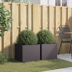vidaXL Planter Raised Garden Bed Plant Pot Flower Pot Grey Weathering Steel - black, 42 x 40 x 39 cm/ 2 pcs - Additional view 2