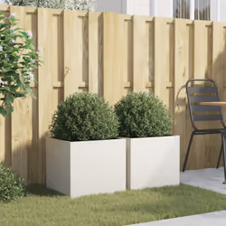 vidaXL Planter Raised Garden Bed Plant Pot Flower Pot Grey Weathering Steel - white, 42 x 40 x 39 cm/ 2 pcs - Additional view 2