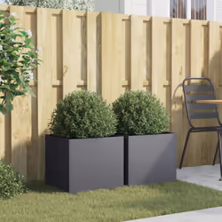 vidaXL Planter Raised Garden Bed Plant Pot Flower Pot Grey Weathering Steel - anthracite, 42 x 40 x 39 cm/ 2 pcs - Additional view 2